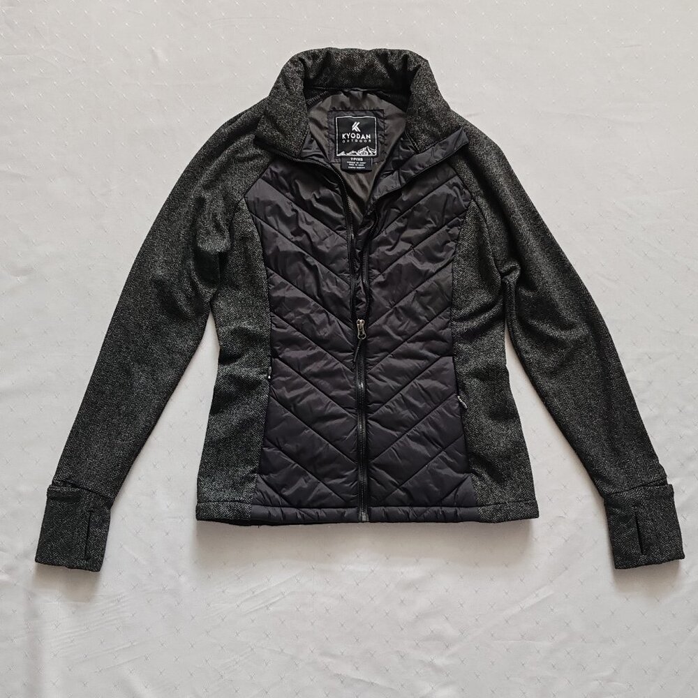 Kyodan Outdoor Women’s Hybrid Quilted Jacket – Herringbone & Black – Size XS
